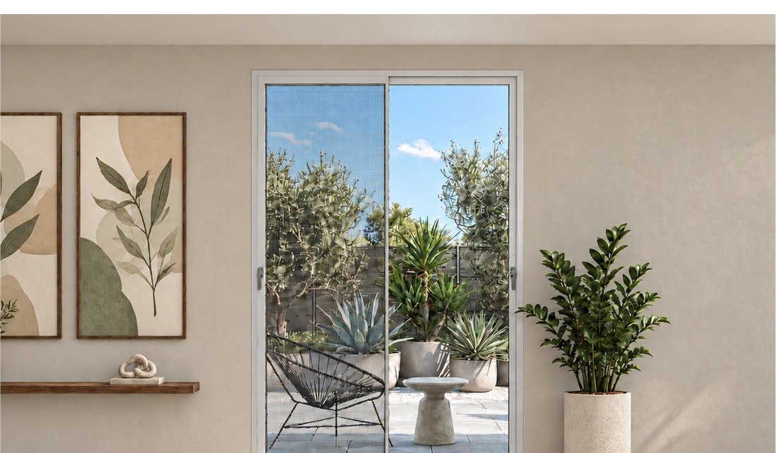 Window with mesh shutter — original catalogue photograph